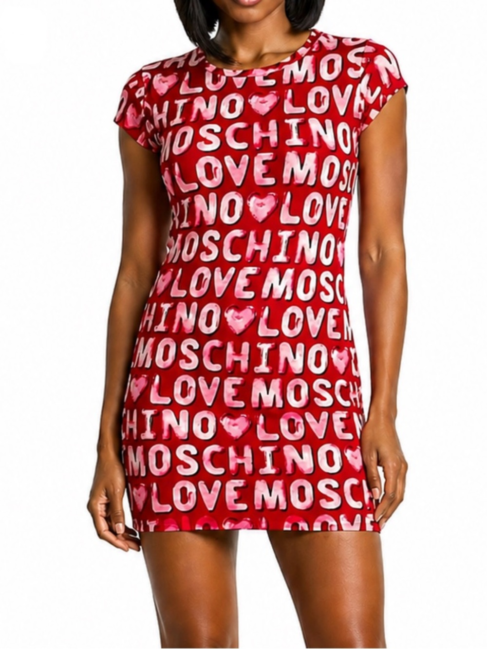 LOVE MOSCHINO Red Logomania Cotton Mini Dress US 4 Small